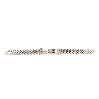 David Yurman Cable Buckle Bracelet Sterling Silver and Diamond 3mm