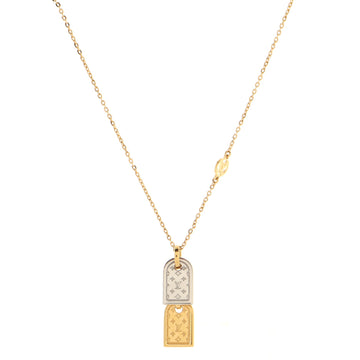 Louis Vuitton Nanogram Name Tag Pendant Necklace Metal