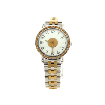 Hermes Sellier Quartz Watch Stainless Steel with Gold Plating 23