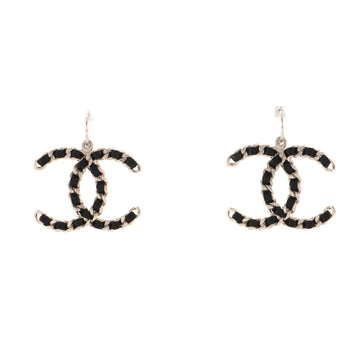 Chanel CC Chain Dangle Earrings Metal and Satin