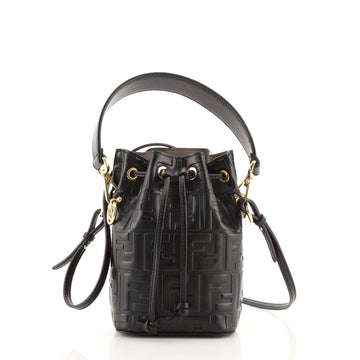 Fendi Mon Tresor Bucket Bag Zucca Embossed Leather Mini