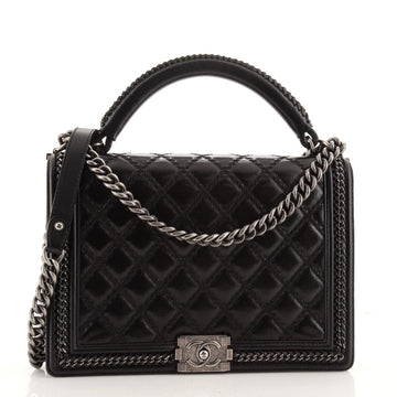 Chanel Chain Handle Boy Flap Bag Quilted Calfskin Large