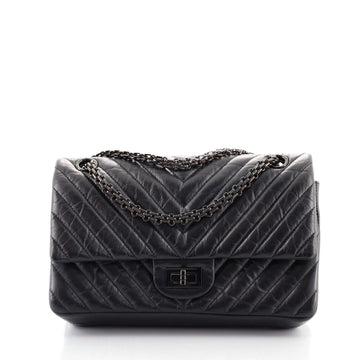Chanel So Black Reissue 2.55 Flap Bag Chevron Aged Calfskin 225