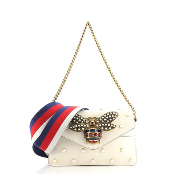 Gucci Broadway Pearly Bee Shoulder Bag Embellished Leather Mini