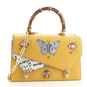 Gucci Ottilia Top Handle Bag Embellished Leather with Snakeskin Small
