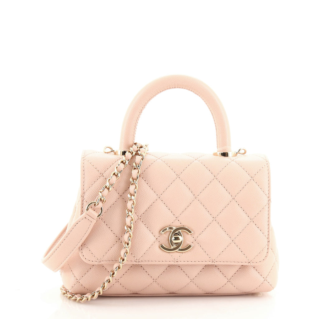 Chanel Coco Top Handle Bag Quilted Caviar Extra Mini Pink 1034821