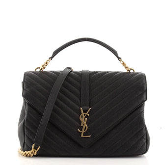 Saint Laurent Classic Monogram College Bag Matelasse Chevron Leather Large