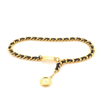 Chanel Vintage Medallion Chain Belt Metal and Leather