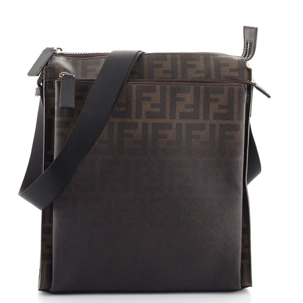 FENDI: bag in coated cotton with all over monogram - Brown