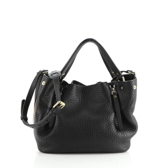 Burberry Maidstone Tote Leather and House Check Canvas Small