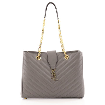 Saint Laurent Classic Monogram Shopper Matelasse Chevron Leather Large