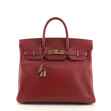 Hermes HAC Birkin Bag Red Courchevel with Gold Hardware 32