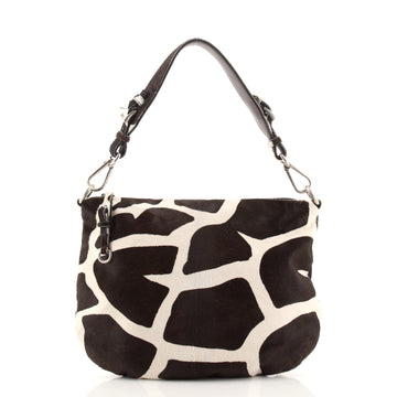 Prada Zip Hobo Printed Calf Hair Medium