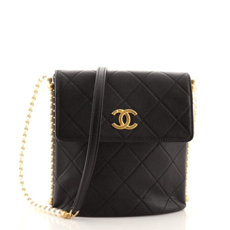 Chanel About Pearls Flap Hobo Quilted Calfskin Small