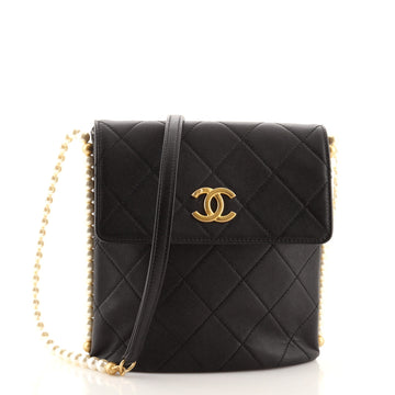 Chanel About Pearls Flap Hobo Quilted Calfskin Small