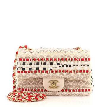 Chanel Classic Single Flap Bag Quilted Tweed and Ribbon Mini