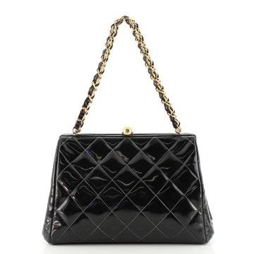 Chanel Vintage Chain Frame Bag Quilted Patent Small