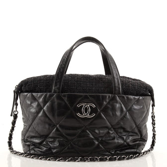 Chanel Portobello Tote Quilted Glazed Calfskin and Tweed East West
