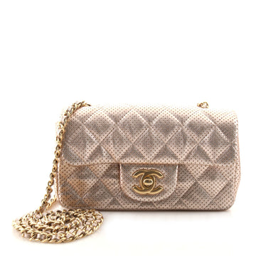 Chanel Classic Single Flap Bag Perforated Leather Extra Mini