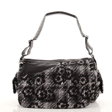 Chanel Vintage Camellia Flap Camera Bag Tweed Medium
