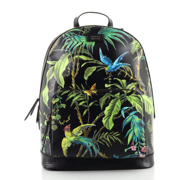 Gucci Zip Pocket Backpack Tropical Print Leather Medium