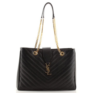 Saint Laurent Classic Monogram Shopper Matelasse Chevron Leather Large