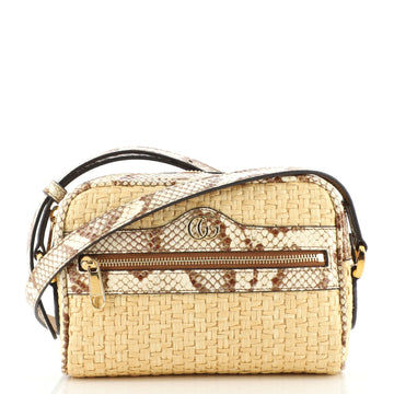 Gucci Ophidia Shoulder Bag Raffia with Snakeskin Mini