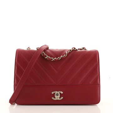 Chanel Double Stitch Full Flap Bag Chevron Lambskin Medium