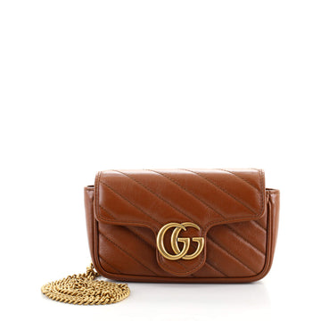 Gucci GG Marmont Flap Bag Diagonal Quilted Leather Super Mini