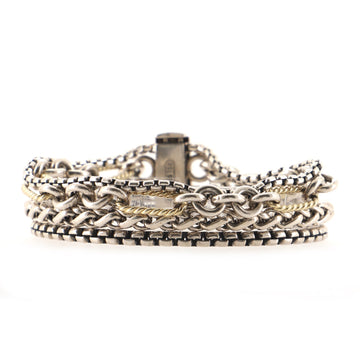 David Yurman 4 Strand Chain Bracelet Sterling Silver with 18K Yellow Gold
