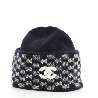 Chanel CC Beanie Checkered Knit Wool