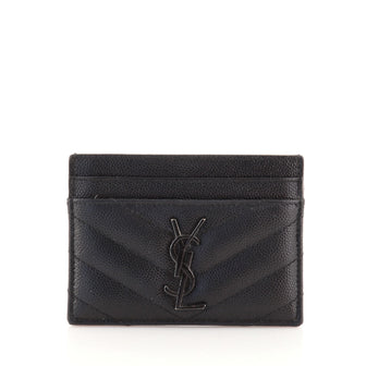 Saint Laurent Classic Monogram Card Holder Matelasse Chevron Leather