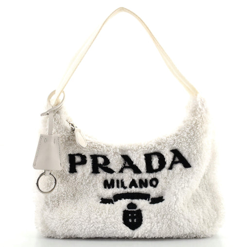 Prada Re-Edition 2000 Hobo Terry Cloth Mini White 1037352