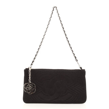 Chanel Camellia Charm Pochette Quilted Satin Small