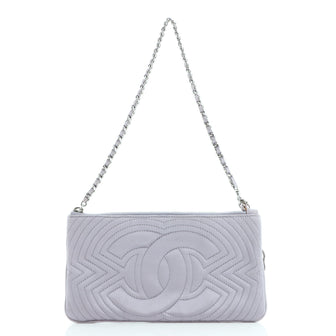 Chanel Camellia Charm Pochette Quilted Satin Small
