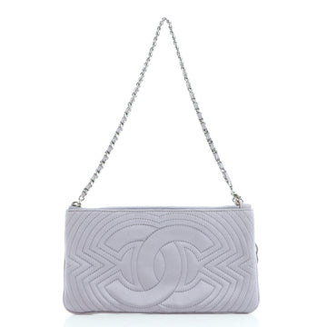 Chanel Camellia Charm Pochette Quilted Satin Small