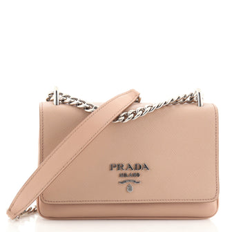 Prada Chain Flap Crossbody Bag Saffiano and Soft Calf Small