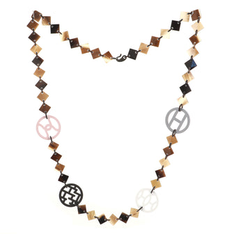 Hermes Deva Long Necklace Buffalo Horn and Wood