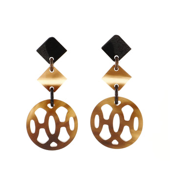 Hermes Lift Drop Earrings Buffalo Horn GM