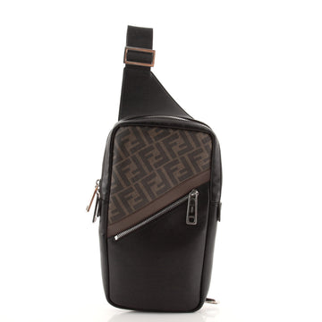 Fendi Sling Backpack Zucca Coated Canvas and Leather