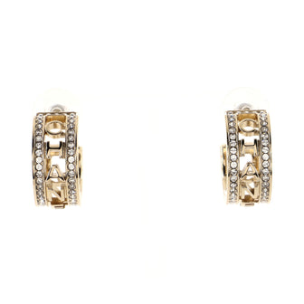 Chanel Bow-tiful CC Hoop Stud Earrings Metal with Crystals