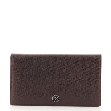 Chanel Vintage CC Button L-Yen Wallet Grained Calfskin