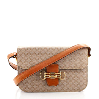 Celine Vintage Buckle Flap Bag Monogram Coated Canvas Medium