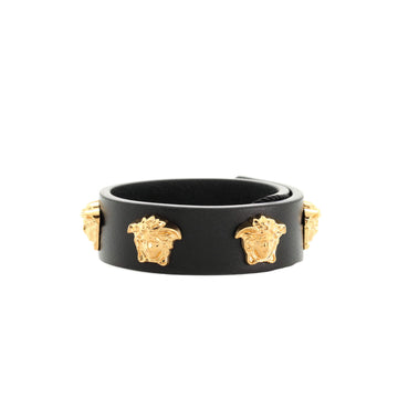 Versace Medusa Stud Bracelet Leather and Metal
