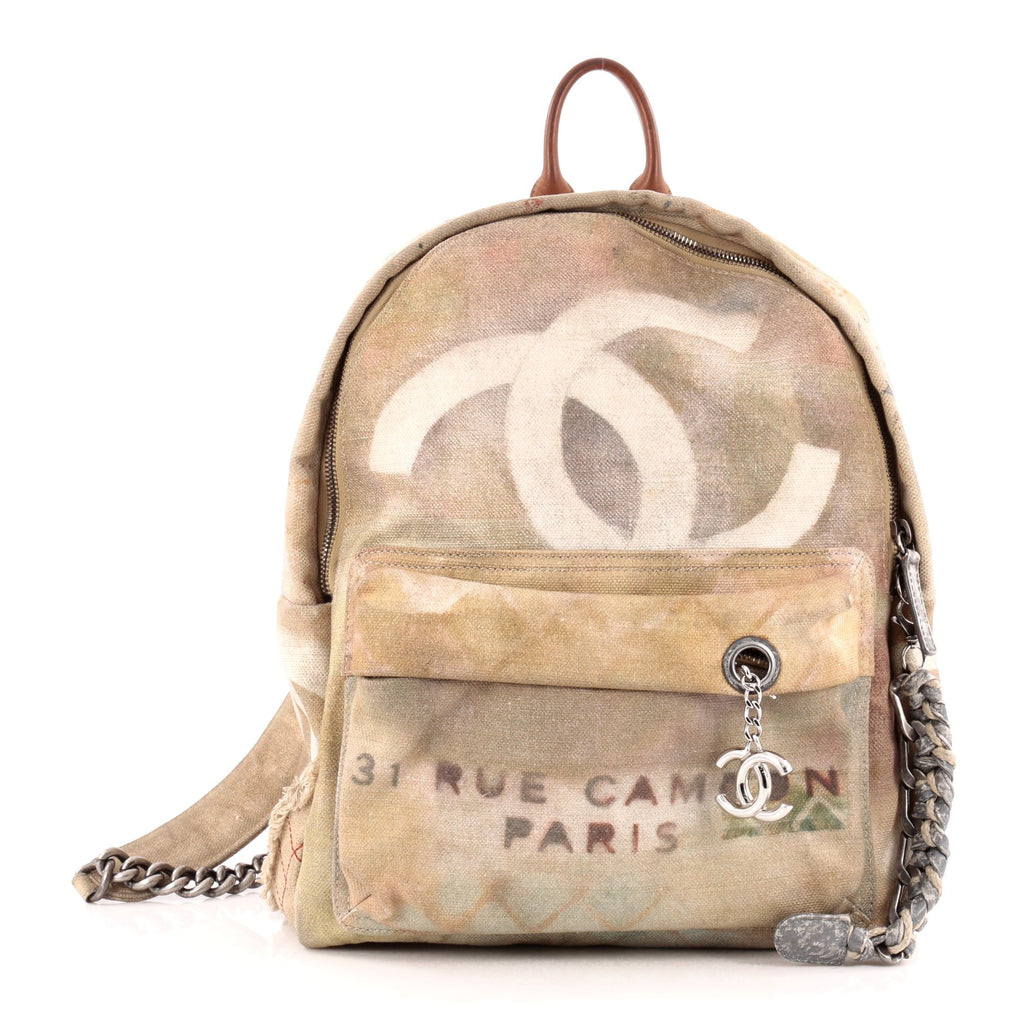 Chanel Canvas Graffiti Art School Backpack Silver Hardware, 2014