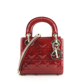 Christian Dior Lady Dior Chain Bag Cannage Quilt Patent Mini
