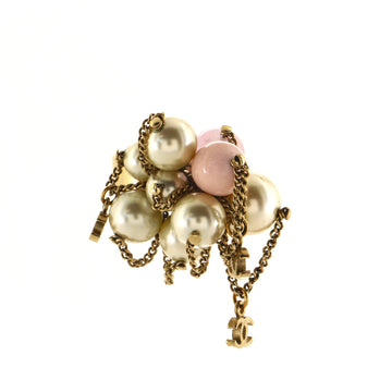 Chanel CC Cluster Ring Metal with Faux Pearls and Beads