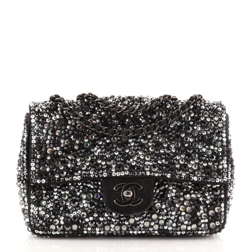 Chanel Flap Bag Strass Embellished Suede Small