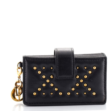 Christian Dior 5-Gusset Card Holder Cannage Studded Lambskin