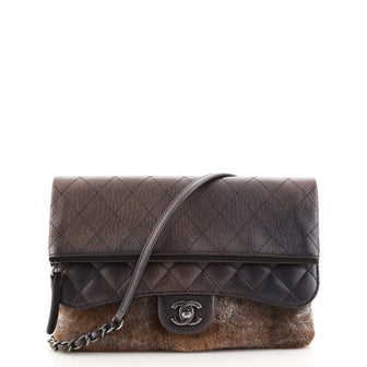 Chanel Paris-Salzburg Zip Multi Flap Bag Quilted Lambskin and Pony Hair Medium